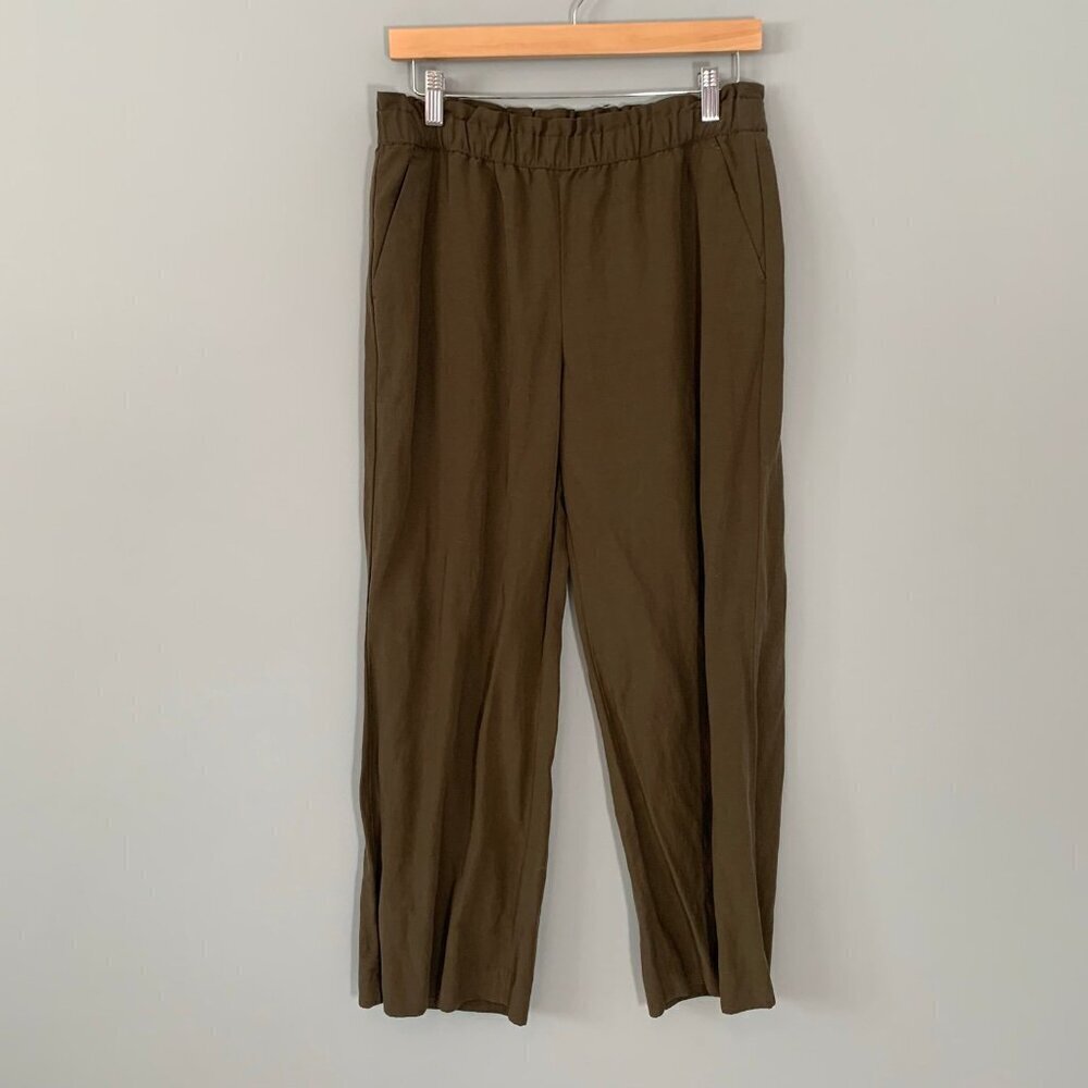 Talbots Relaxed Straight Leg‎ Pants Womens Small Olive Green Lyocell Linen Blend